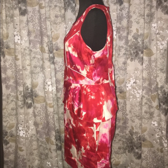 STUNNING R&J Couture Watercolor Peplum Dress L - Picture 5 of 8